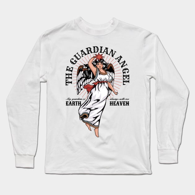 Vintage Guardian Angel Earth and Heaven Long Sleeve T-Shirt by KewaleeTee